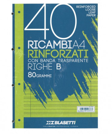 RICAMBI 21X29 A4 40F RB BLASETTI - RINFORZATI PVC