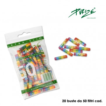 PURIZE CARBONI ATTIVI XTRA SLIM RAINBOW BUSTA 20x50pz PROV-C00006919