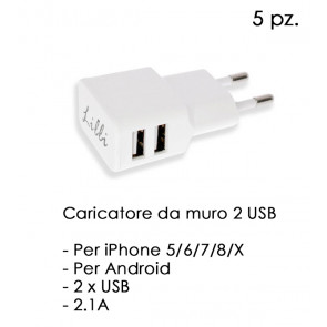 CARICATORE MURO 2 USB BIANCO LILLI 5pz