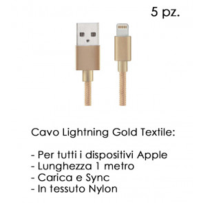 CAVO LIGHTNING 1m GOLD TEXTILE LILLI 5pz
